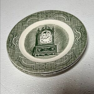The Old Curiosity Shop Bread Plate 50s Green Transferware from Royal China Set 3